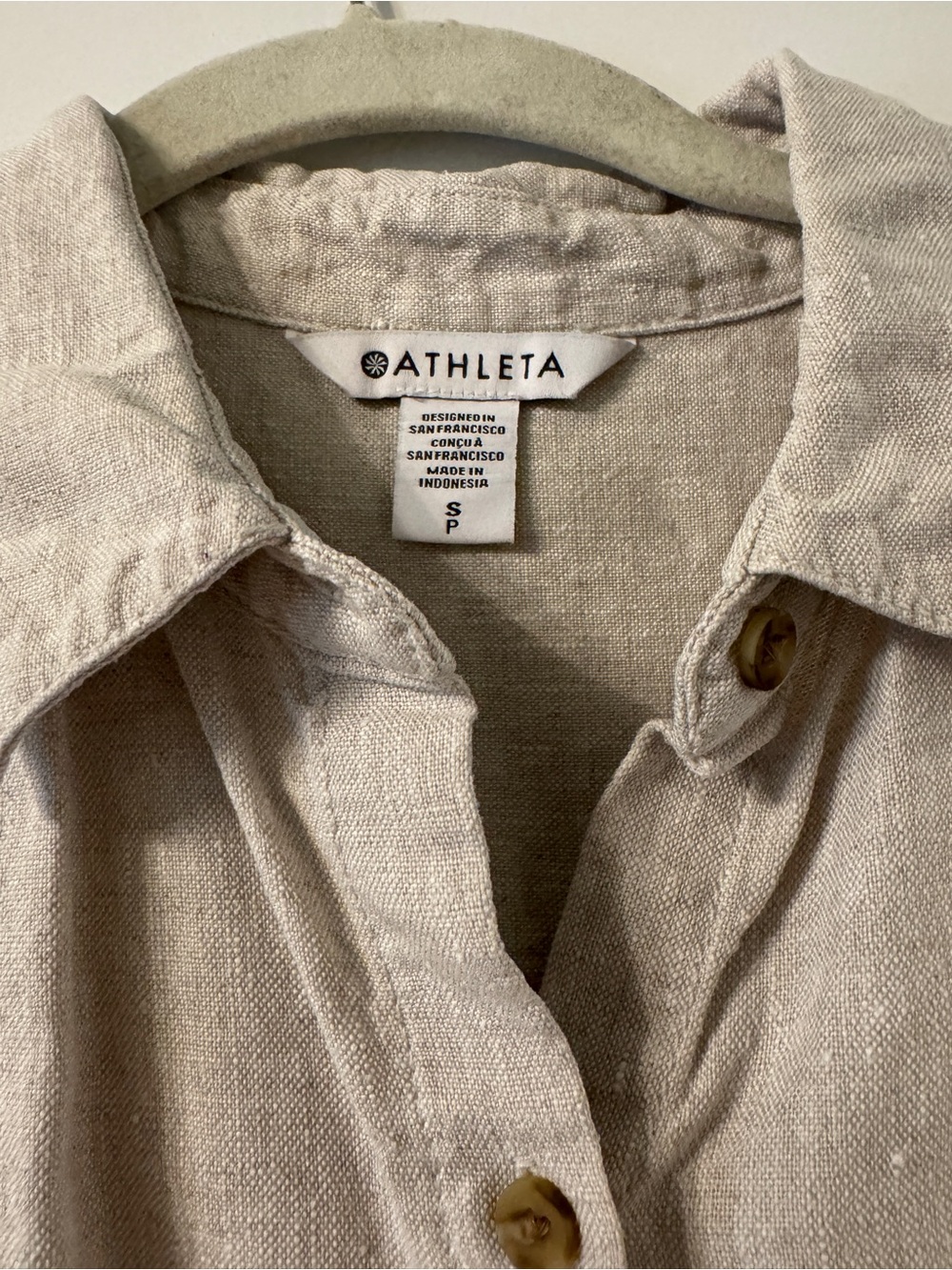 Athleta Natural Beige Linen Button-Front shirt/jacket